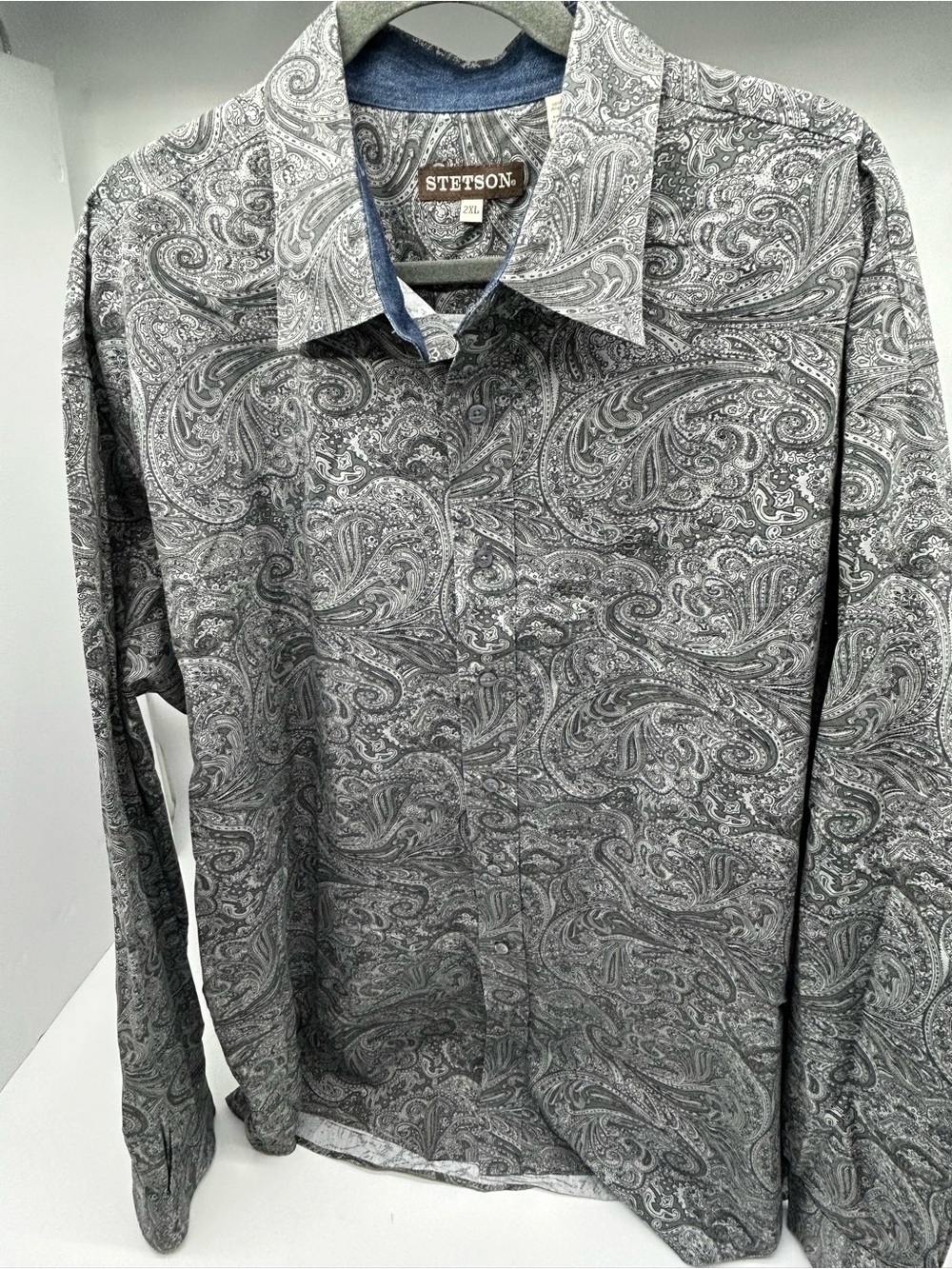 Stetson Men’s Paisley Long-Sleeve Western Shirt - Gray 2XL